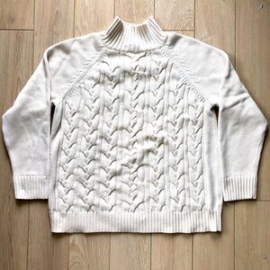 Talbots Cable Knit Turtleneck Sweater in Cream White Size 2X